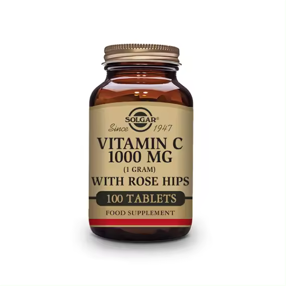 SOLGAR VITAMIN C 1000 MG ( 1 GRAMO ) CON ROSA MOSQUETA 100 TABLETAS - 1