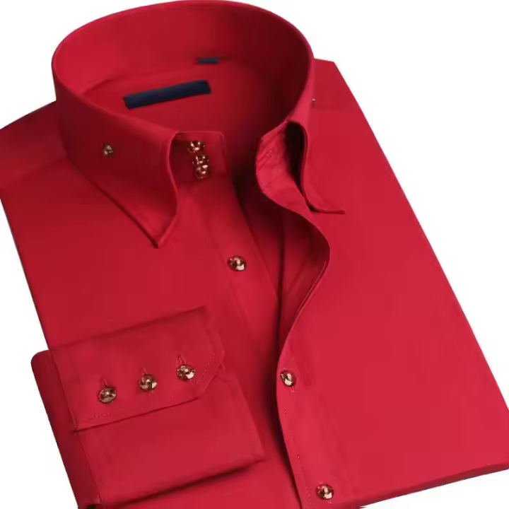 Camisa De Encaje Para Hombre Talla Grande Moda Casual Negra Roja Azul Marfil Estilo Ingles Slim Fit Con Rayas Para Trabajo Y Social - 1