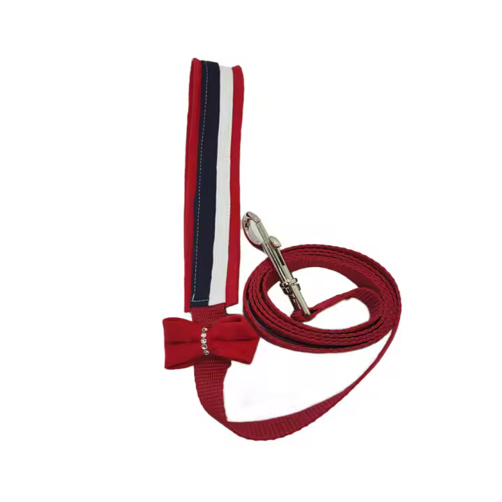 Correa para Perro Pequeño Náutica Ella Roja con Lazo y Pedrería - 1