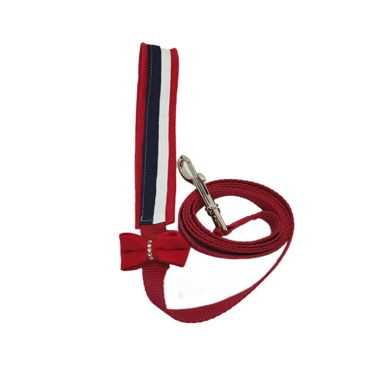 Correa para Perro Pequeño Náutica Ella Roja con Lazo y Pedrería - 1