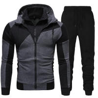 Traje De Deporte Casual Para Hombre Con Capucha Y Cremallera Pantalones Y Sudadera 2 Piezas Running Fitness Suéter De Punto Completo - details 7