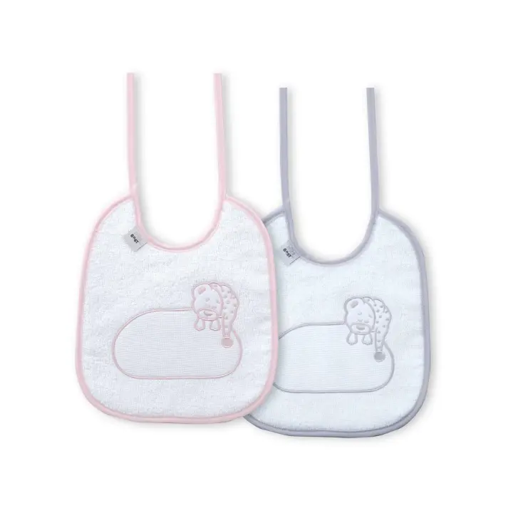 BAVETE (PACK 2 UNIDADES) 100% ALGODÃO- CINZA & ROSA - 1