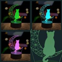Lámpara De Noche 3D Mooncat USB Para Ambiente De Dormitorio Y Sala De Estar Regalo De Cumpleaños Y Festivales Luz De Noche Animal ABS LED - details 4