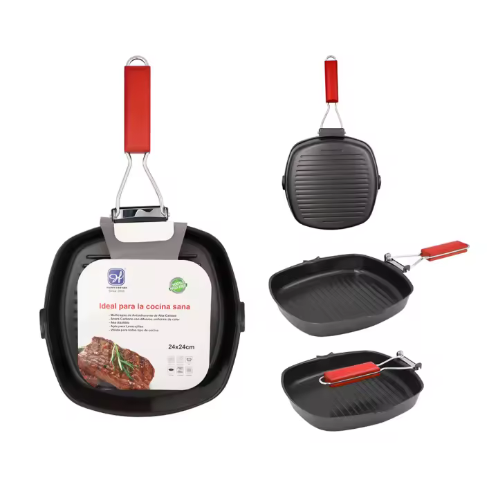 Happyfriends - Asador Grill Mango Plegable 24x24 Cm - 1