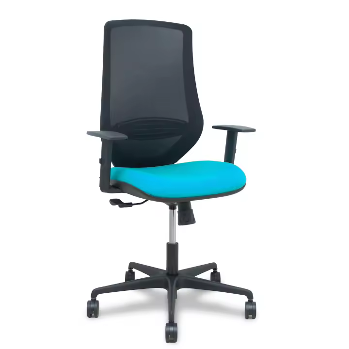 Silla Mardos sincro malla negra bali turquesa brazo regulable - 1