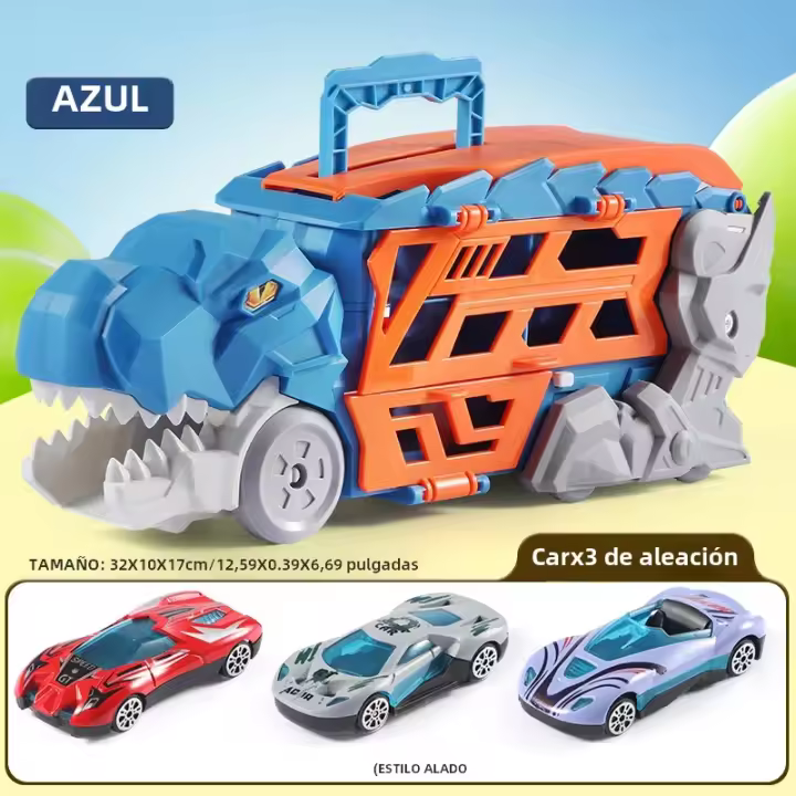 Juguete De Coche De Aleación Con Morfosis De Dinosaurio Para Niños Modelo De Coche De Transporte De Desplazamiento Con Ejector De Pista Regalo De Cumpleaños - 1