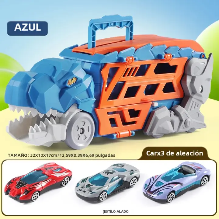 Juguete De Coche De Aleación Con Morfosis De Dinosaurio Para Niños Modelo De Coche De Transporte De Desplazamiento Con Ejector De Pista Regalo De Cumpleaños - 1
