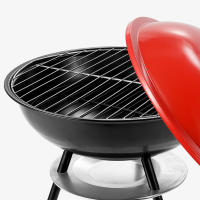 Parrilla Portátil de Carbón Redonda 36 cm – Barbacoa Compacta con Tapa, Color Rojo y Negro, Altura 52 cm - details 1