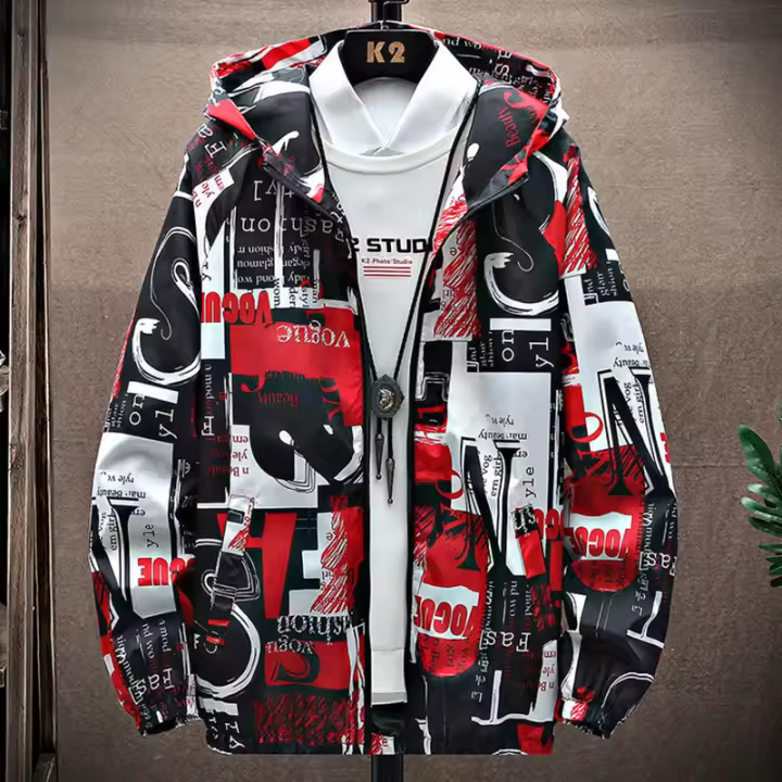 Chaqueta De Hombre Para Primavera Con Capucha Impermeable Y Estilo Casual Talla Grande Con Cierre De Cremallera Y Bolsillos - 1