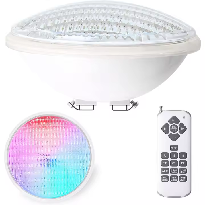 Luz de piscina LED 18W PAR56 Impermeable IP68 RGBW Luz de piscina Luz sumergible 12V DC/AC Foco LED a todo color Control remoto 7 colores ajustables 15 Modos de iluminación - 1