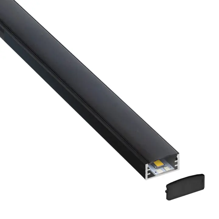 LEDBOX KIT - Perfil aluminio KAIF para tiras LED, 1 metro, negro. Perfiles para tiras LED, Perfiles de superficie - 1