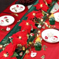 Guirnalda De Flores De Navidad LED 2M Con Poinsettia Rojas Y Hojas De Hollejo Con Led 10 Luces Pilas Incluidas Para Decoración Del Hogar - details 5