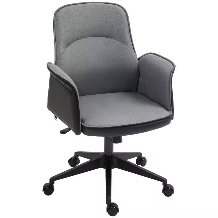 HOMCOM Silla de Oficina Giratoria Silla de Escritorio Altura Ajustable con Función de Basculante y Reposabrazos Silla de Estudio Carga 120 kg - 1