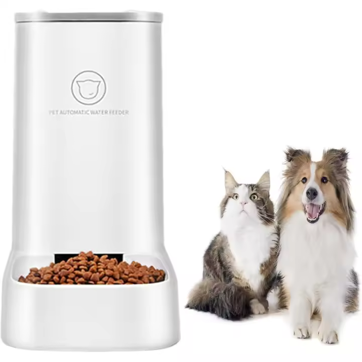 Alimentadores automáticos para gatos, ocupa un área de 0.045 metros cuadrados, más pequeño que el papel A4, diseño extraíble, fácil de limpiar, suministro por gravedad, sin alimentos atascados (3.8L/blanco) - 1