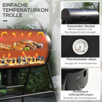 Parrilla de Carbón de Metal BBQ Ahumador with Tapa Rueda Termómetro Asa de Carbón Ajustable, Parrilla de Carbón Móvil para Camión, Parrilla de Carbón Camping, Patio, 95x71,5x102cm - details 3