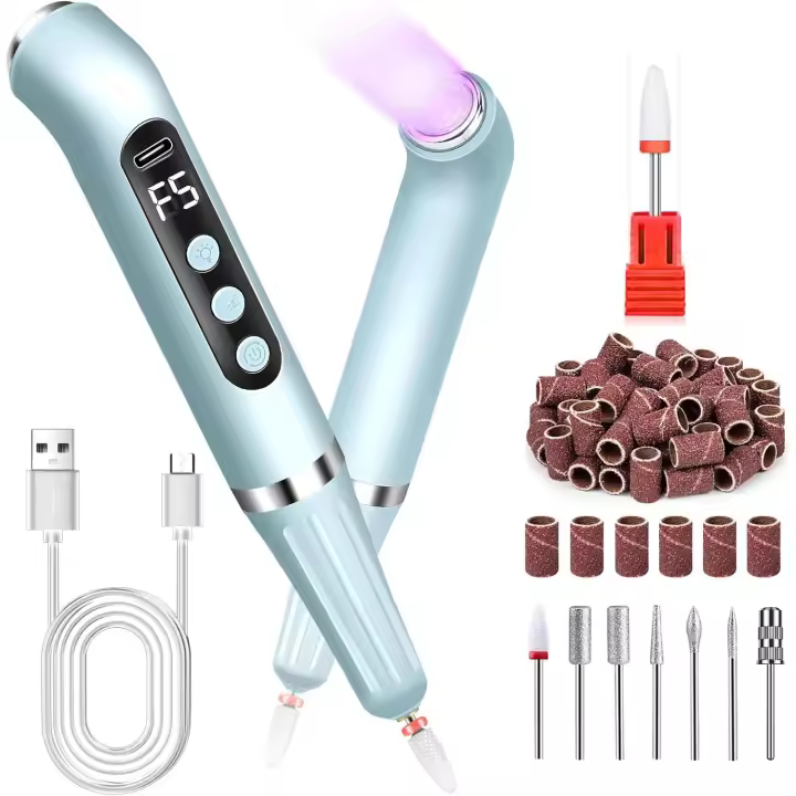 Lámpara de uñas UV inalámbrica, taladro profesional 2 en 1, Lima eléctrica portátil con pequeña luz UV - 1
