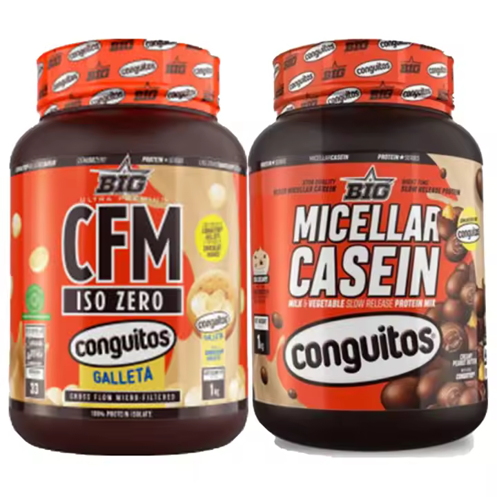 Pack Conguitos Galleta White - Aislado de proteína de suero 1 kg Y Conguitos Dark - Caseína micelar 1 kg - 1