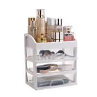 Organizador De Maquillaje, 3 Capas, 23.3x17x26.8cm, Gran Organizador De Tocador, Caja De Almacenamiento De Cosméticos Con Rejilla Para Base, Loción, Pintalabios, Crema Facial, Máscara De Parches - details 0