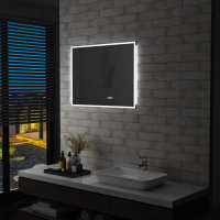 vidaXL Espejo de Baño con LED Sensor Táctil Reloj Accesorio Maquillaje Dimensiones 80 x 60 cm, 100 x 60 cm - details 0
