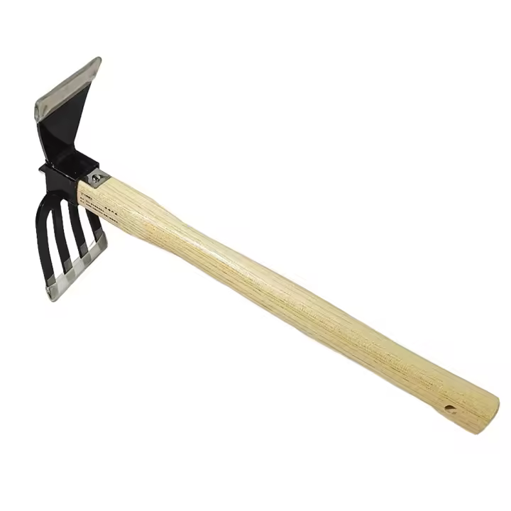 Pala De Jardín Con Mango De Madera Dual Propósito Mini Pala Y Aro Para Rascar Y Enredar Herramientas De Jardinería Para Rascar Y Plantar - 1