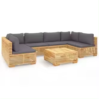 VIDAXL 3100894 conjunto de mobiliario para jardín con mesa fabricado en madera de teca y cojines de poliéster color gris oscuro - 1