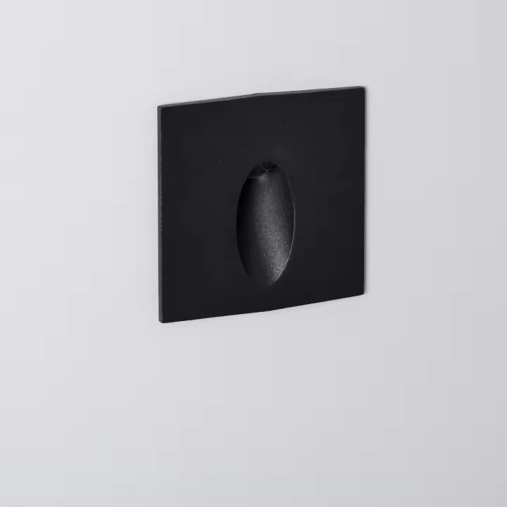 Ledkia Baliza Exterior LED 3W Empotrable Pared Cuadrado Negro Oval Wabi - 1