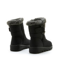 Botas De Nieve Para Mujer 2024 Con Colar De Pelo De Zorro Impermeables Altas Antideslizantes Cuero Sintético Y Algodón Plataforma Botines De Invierno - details 4