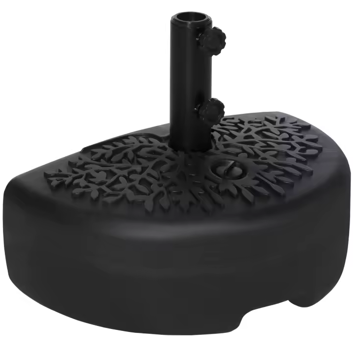 Outsunny Base de Pared para Sombrilla Ø38/48 mm Soporte Semicircular de Parasol Rellenable de Arena 21 kg o Agua 18 kg para Jardín Patio Terraza Exterior50x31x38 cm Negro - 1