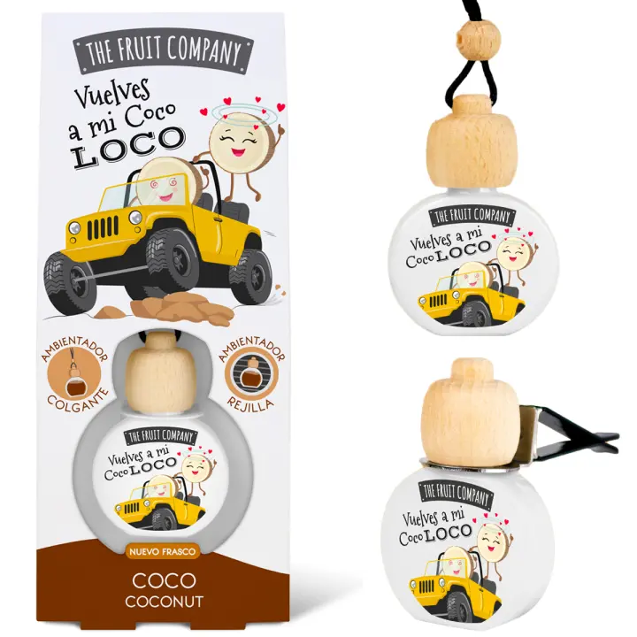 The Fruit Company Ambientador Coche COCO Absorbe Olores Para Rejilla o Colgante 0% Alcohol Con Extractos Naturales - 1