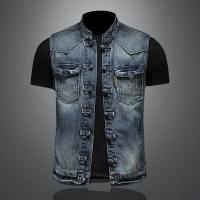 Chaleco De Mezclilla Casual Para Hombre Estilo 2025 Moda Elegante Color Sólido Con Hebilla Alta Calidad Boutique Todo Incluido - details 1