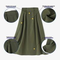 ZANZEA Falda Larga Sólida Para Mujer Vintage Cintura Alta Plisada Estilo Verano Primavera A-line Con Botones Maxi Faldas Formales Polyester - details 7