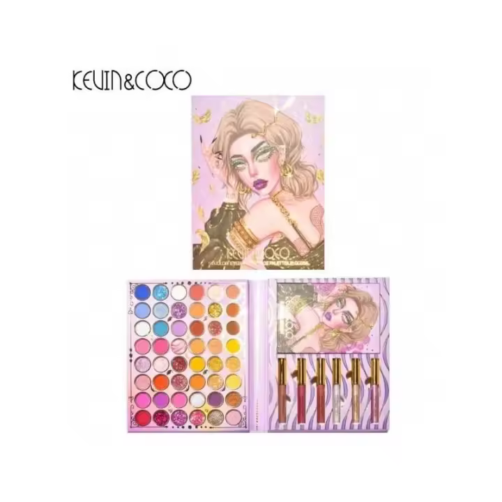 Kevin & Coco - Set de maquillaje todo en 1 - Paleta de sombras, iluminadores y brillos de labios con tonos vibrantes y acabado profesional - Pigmentación intensa y textura sedosa para looks únicos - 1
