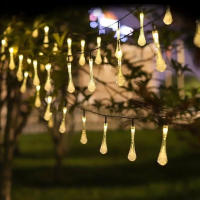 Luces De Cadena Solar De Gotas De Agua Impermeables Para Decoración Al Aire Libre Guirnalda De Hadas Para Jardín Árbol Fiesta Cumpleaños Boda - details 5