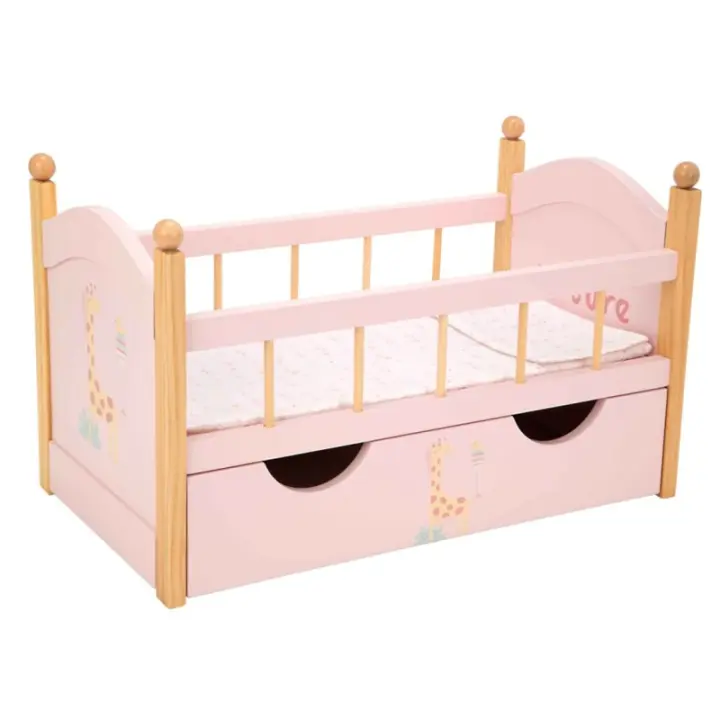 Cuna - Cama para Muñecas de Madera con Cajón Nature rosa Arias - 1