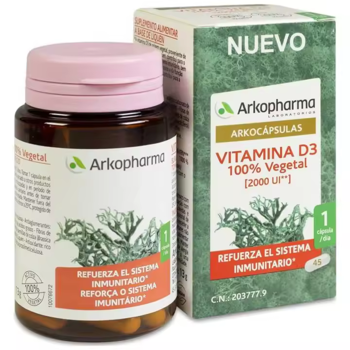 Arkopharma Arkocápsulas Vitamina D3 100 % Vegetal, 45 Cápsulas - 1