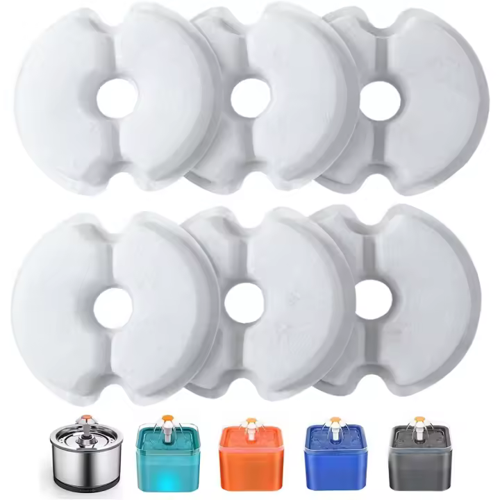 Paquete de 6 filtros para Bebidas, Filtros de reposición para Bebidas de Gatos de 2 y 2,5 L (67 y 84 oz), Carbón activado, Algodón Y resin, triple filtración. - 1