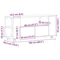 vidaXL Mueble TV ruedas madera ingeniería roble negro 102x34,5x43cm - details 7