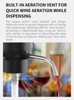Decantador De Vino Automático Recargable Aerator Dispensador Eléctrico Con Botón Unico Para Whiskey Y Licor Accesorios De Bar Para Fiestas - details 2
