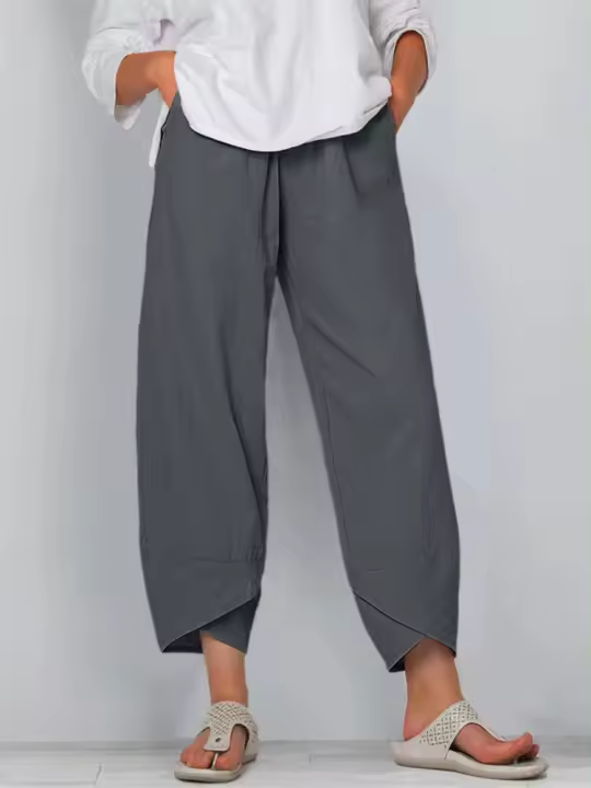 Pantalones Vintage Para Mujer Estampado Casual Cintura Alta Elástica Pierna Recta Suelta Pantalones De Verano Lady Cargo - 1