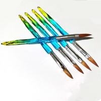 Cepillo De Arte De Uñas De Nylon 5PCS Con Mango De Cristal Gradient Kolinski Herramienta De Grabado De Acrílico Y Adhesivo Para Uñas - details 3