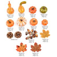 50Pcs Decoraciones De Halloween Con Calabazas Artificiales Hojas De Arce Conos De Pino Y Almendras Para El Hogar Adornos De Agradecimiento Mini Calabaza Falsa - details 7