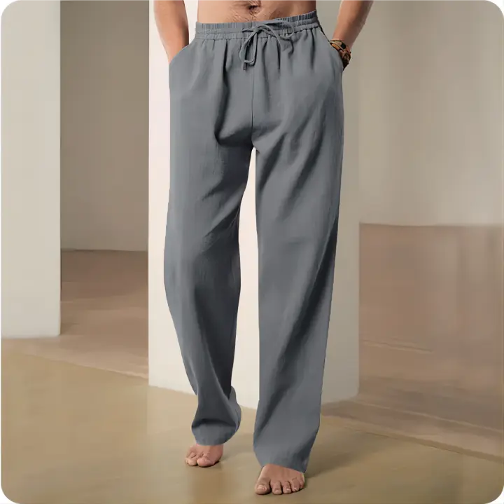 Pantalones De Lino Para Hombre 2024 Alta Gama Pantalones De Verano Algodón Lino Color Ligero Estilo Americano Antiguo Wash Suelto - 1