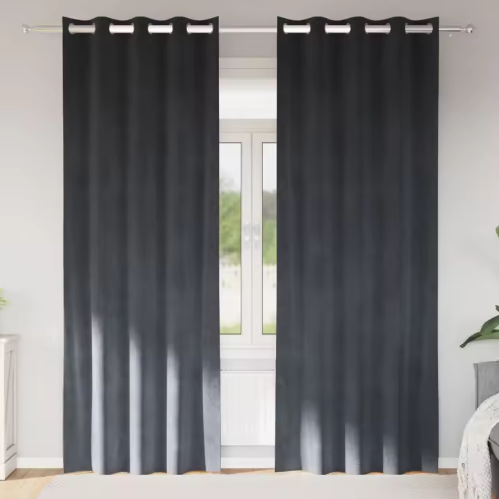Cortinas opacas vidaXL con ojales 2 pcs de terciopelo gris claro - 1