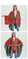 Chal clásico para dama, combinable con todo, para las cuatro estaciones, de imitación de cachemira gruesa, con cuadros divididos, capa de pasarela - details 4