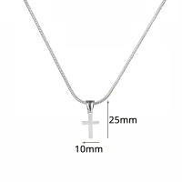 Collar Pendentivo De Cruz Pequeña Para Mujer En Color Plata Acero Inoxidable Cadena De Serpiente Religioso Joyería Regalo - details 2