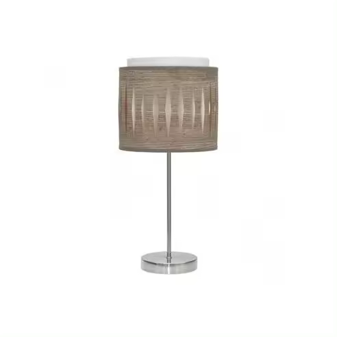FABRILAMP Lámpara de Mesa Alexandra 1xe14 Niquel/madera Gris 42x17x17 Cm - Elegante Diseño - 1