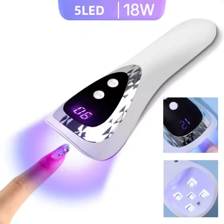 Lámpara De Curado De Esmalte En Gel Recargable 18W Con 5 LEDs Máquina De Fototerapia Para Uñas Herramienta De Manicura Profesional Portátil Equipamiento De Salón - 1