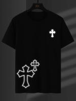 Camiseta De Verano Para Hombre Con Patrón Reflectante Y Collar Redondo Prenda Casual Cómoda De Manga Corta Estilo Retro - details 2