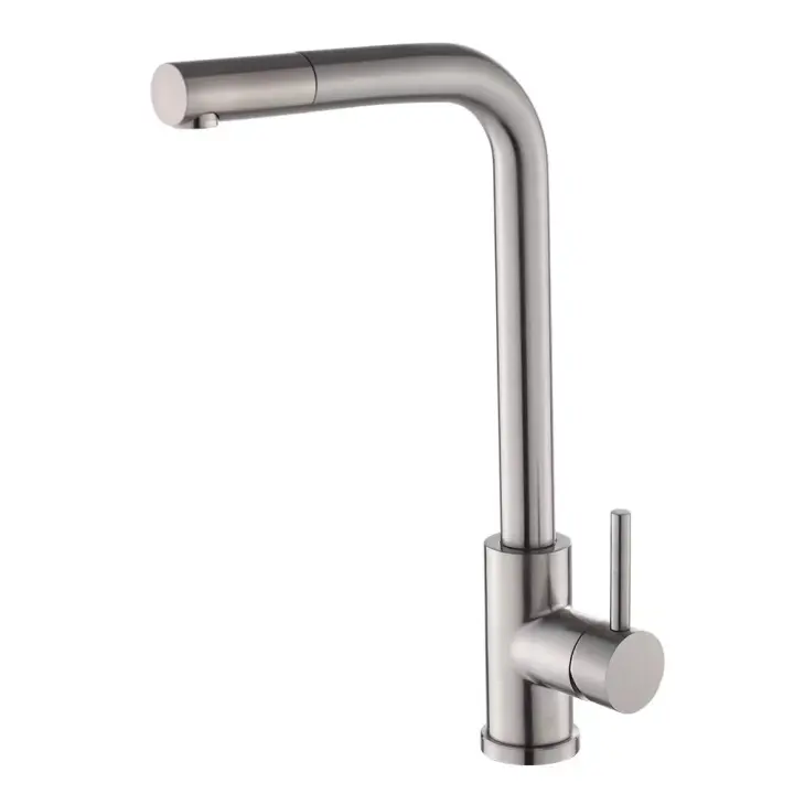 VALAZ Grifo de cocina extraíble redondo acero cepillado  serie Amur - 1