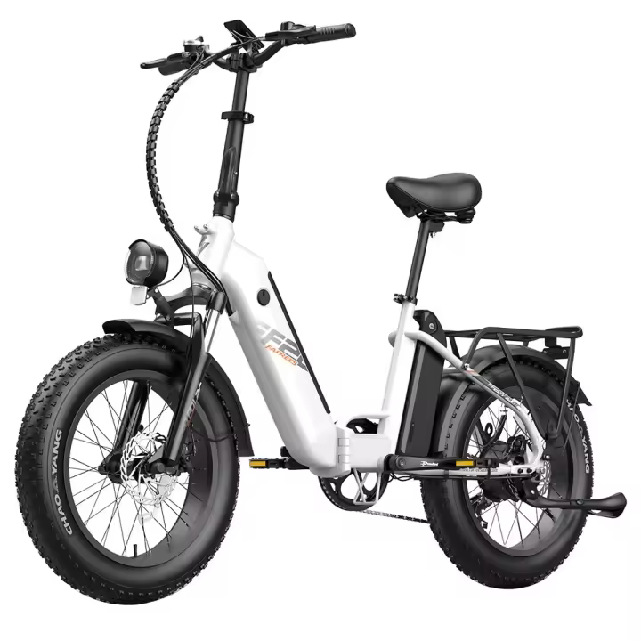 Bicicleta Eléctrica Fafrees FF20 Polar, Motor de 48V 500W, Velocidad Máxima de 40Km/h, Doble Batería de 10.4Ah para 150KM de Autonomía, Neumáticos CHAOYANG de 20"x4.0", Frenos de Disco Dobles, Cambio SHIMANO de 7 Velocidades, Pantalla LCD a Color - Blanco - 1